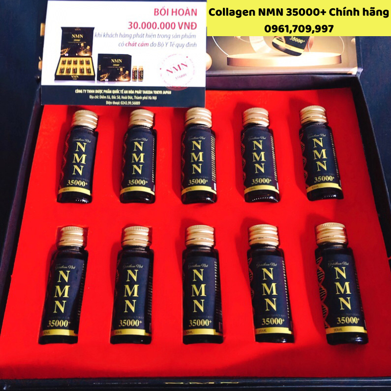 Collagen NMN 35000+ làm đẹp da, chống lão hóa, đẩy lùi tuổi già - Hộp 10 chai