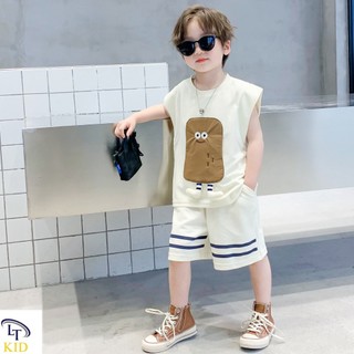 Bộ sát nách cotton cho bé trai in gấu đính nổi, Bộ sát nách cho bé mặc đi chơi, đi học, chơi thể thao chất đẹp