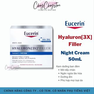 Kem Dưỡng Eucerin  Hyaluron 3x+ Filler Night Cream 50mL Giúp Ngăn Ngừa Lão Hóa (Tem DKSH)