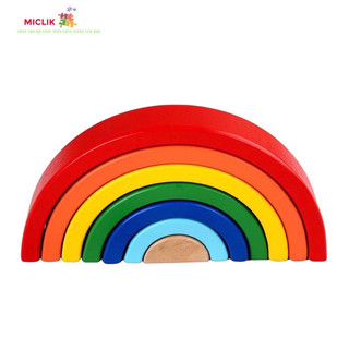 Bộ đồ chơi xếp hình cầu vồng bằng gỗ cho bé miclik