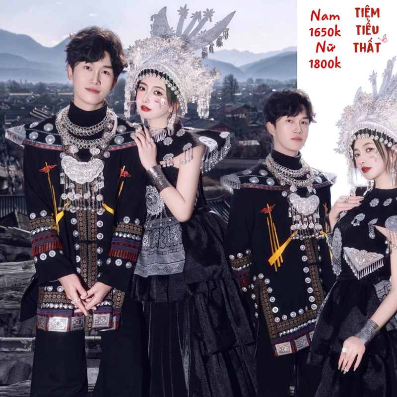 Trang phục Miêu cương đôi nam nữ đen cao cấp ( sẵn )