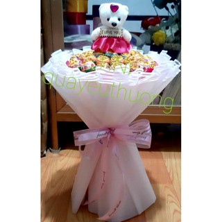 Bó hoa kẹo chupa chups + gấu