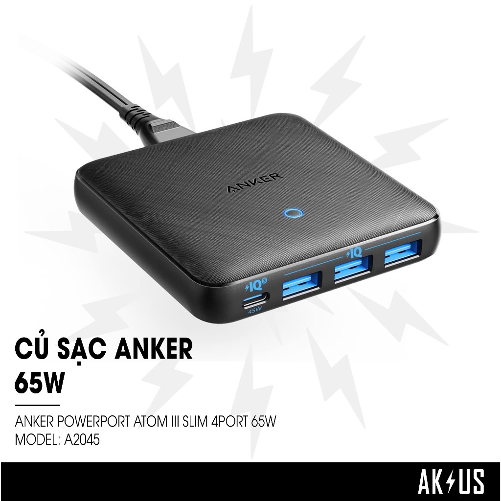 Củ Sạc Anker PowerPort Atom III Slim 4port 65W  - A2045