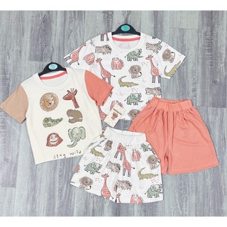 ❤️❤️❤️combo 2 bộ cotton in hình động vật trẻ em vnxk