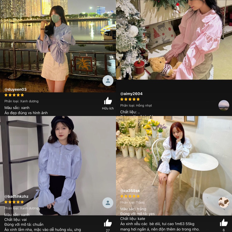 Áo sơ mi tay bồng loe dáng croptop CỔ SEN tiểu thư 4 MÀU | BigBuy360 - bigbuy360.vn