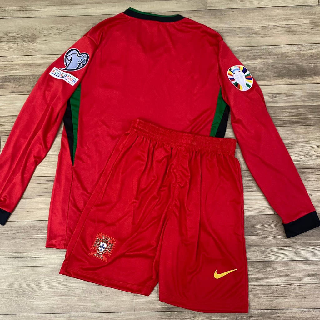 Bộ quần áo đá banh Tuyển Bồ Đào Nha đỏ sân nhà Tay dài FLG EURO24