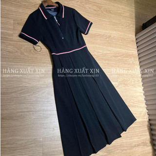 Đầm váy maxi Tomy cổ polo xếp ly hàng xuất dư xịn