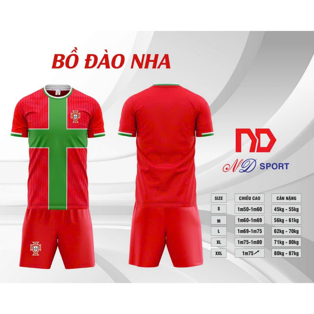Bộ quần áo bóng đá tuyển Bồ đào nha Đỏ ND-2024