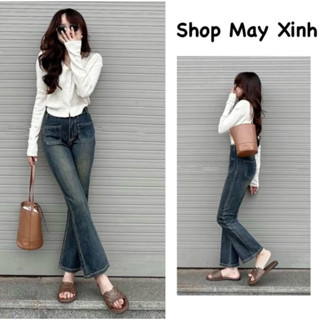  Quần Jean Nữ ống loe lưng cao dáng ôm túi trước M092.Shopmayxinh 