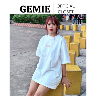 Áo thun cộc tay nam nữ IN CHỮ GEM HỒNG form rộng unisex basic ( bo cổ) , Áo phông nữ form thụng oversize tay lỡ cổ tròn
