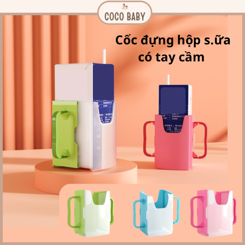Dụng cụ (Cốc)  đựng hộp sữa có tay cầm, có thể điều chỉnh theo kích thước