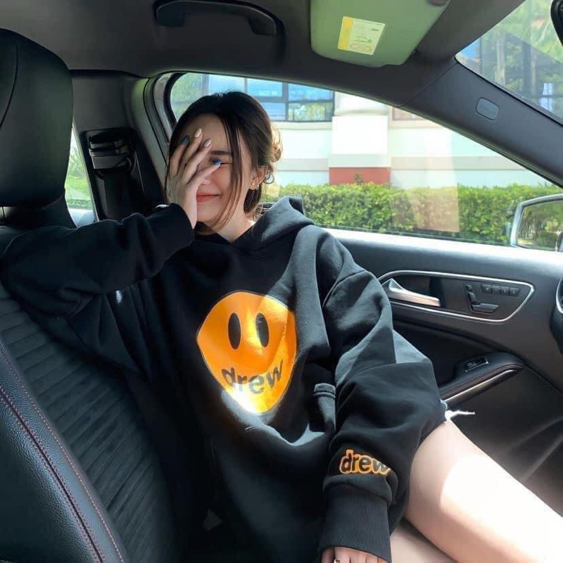 Áo Nỉ Hoodie Boxy Dreww Nam Và Nữ From Rộng Có Mũ Logo In Mặt Cười Chất Nỉ Cotton Dày Dặn Mềm Mại Không xù