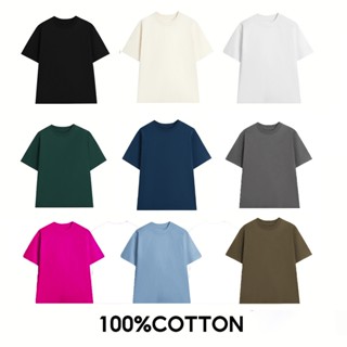 Áo thun trơn nam nữ 100% cotton 250gsm unisex basic tee phông tay lỡ oversize form rộng LOIX