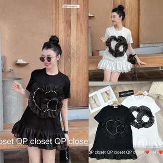 Bigsize Đầm thun babydoll phối voan trái tim đính ngọc 55-95kg