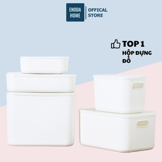 Hộp Đựng Đồ ENODA HOME Có Nắp Màu Trắng, Hộp Đựng Đồ Bằng Nhựa Đựng Quần Áo, Đồ Chơi Nhiều Màu Chống Bụi Q003