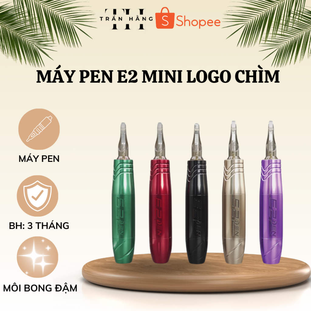 Máy Pen mini E2 Logo chìm, Máy đi môi bong đậm