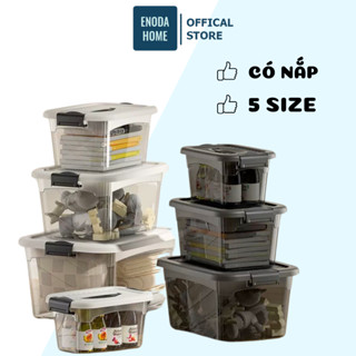 Thùng Nhựa ENODA HOME Trong Suốt Đựng Đồ, Hộp Đựng Đồ Đa Dạng Kích Thước, Nắp Cài Quai Q100
