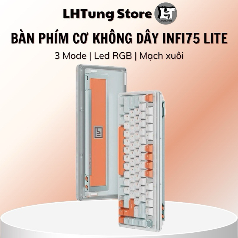 [SẴN GIAO] Bàn phím cơ không dây Infi75 Lite tạ nhôm | Phiên bản cắt giảm màn hình của Infi75 | 3 mo