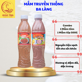  Combo 2 chai Mắm tôm và Mắm tép Ba Làng Thanh Hóa - Hương vị truyền thống - chai 500G nguyên chất 