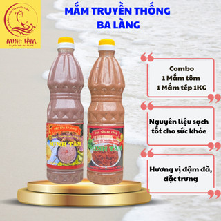  Combo 2 chai Mắm tôm và Mắm tép Ba Làng Thanh Hóa - Hương vị truyền thống - chai 1KG nguyên chất 