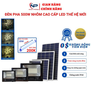 Đèn Năng Lượng Mặt Trời SHOP NHẬT PHONG Đèn Pha Năng Lượng 500W,200W,100W Vỏ Nhôm,Đèn Báo phần Pin,Chống Nước BH 2Năm