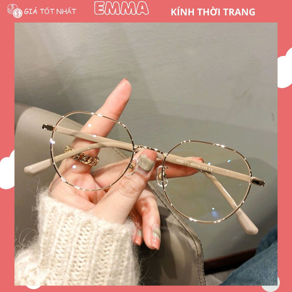 Kính Thời Trang Gọng Kim Loại Dáng Tròn - Style Hàn Quốc - Kính Du Lịch - Chụp Ảnh - Makeup - Emma S