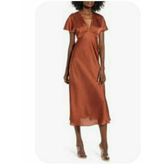 (Size L lỗi sợi) Đầm satin dày dặn xuất dư, F21