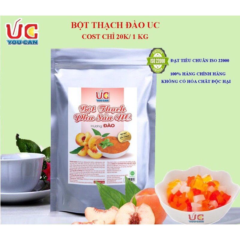 Bột thạch pha sẵn ( vị đào, dừa ) gói 500g