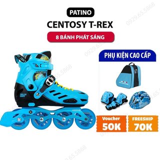 [Tặng kèm phụ kiện] Giày Patin Trẻ Em Cao Cấp Centosy T-rex - 8 Bánh Đèn Sáng hàng chính hãng