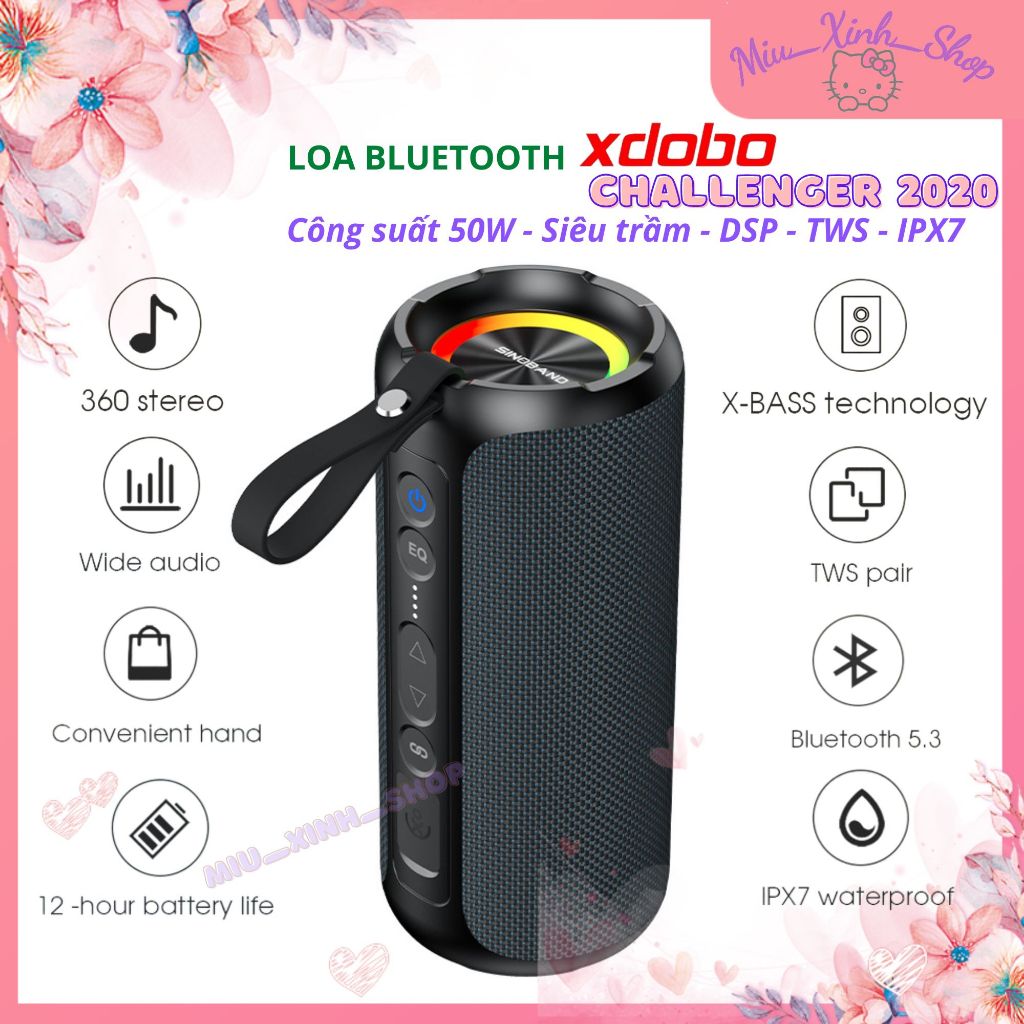  ★Chính hãng★ Loa Bluetooth Xdobo Challenger 2020 50W Siêu Trầm hay hơn Tronsmart T7 Lite T6 Plus - IPX7 - Led RGB 