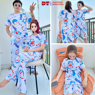 ĐỒ BỘ NỮ NAM DORAEMON THỂ THAO (GỒM QUẦN, ÁO THUN ) SÉT BỘ DÀI CỘC TAY, MẶC NHÀ CẶP THUN LẠNH SIZE TỪ 40-100KG - DTB