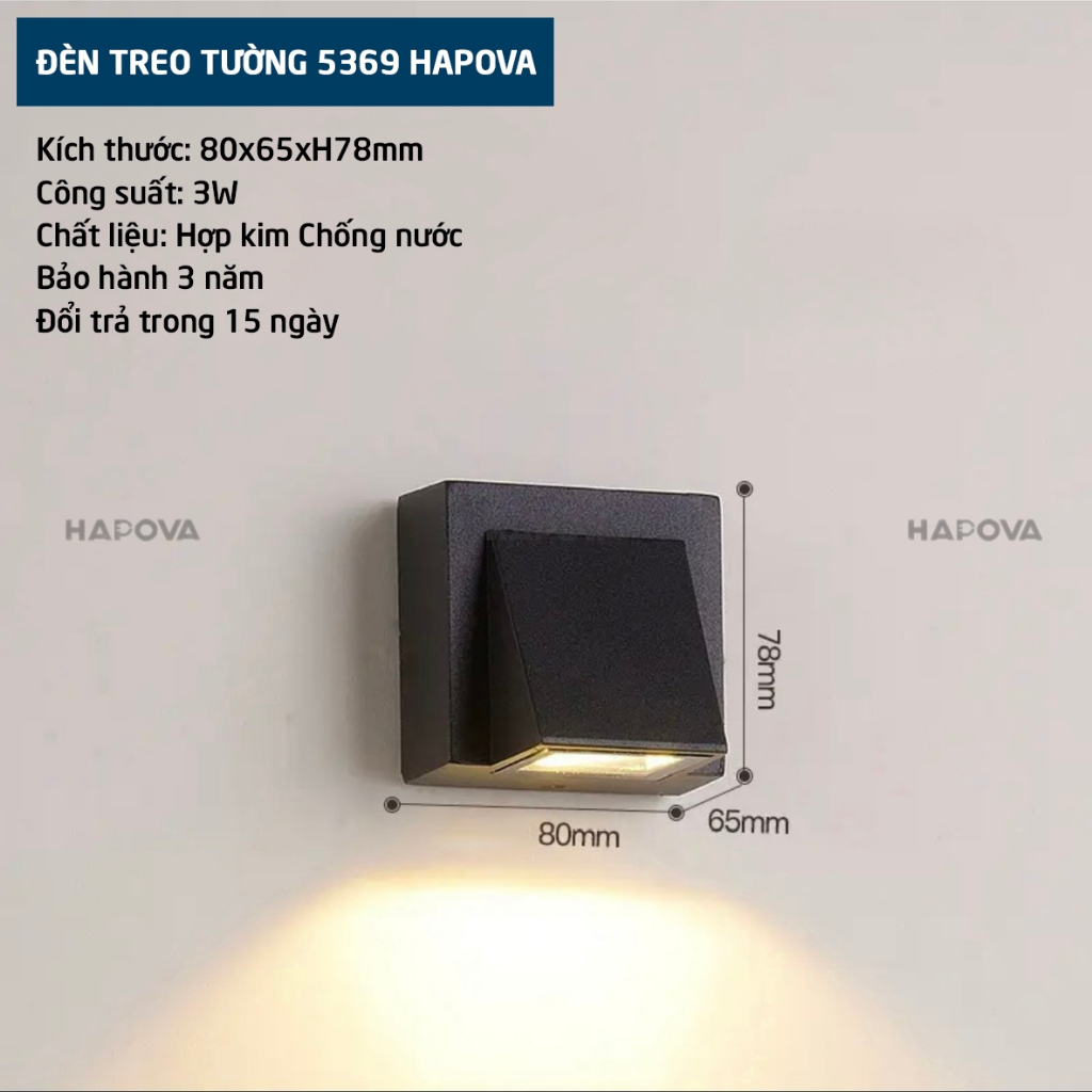 Đèn gắn tường ngoài HAPOVA GALVIN 5369