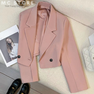 Áo Blazer khoác lửng trendy, hàng thiết kế may 2 lớp có đệm cầu vai, che bắp tay cực tốt, dễ phối đồ, freesize dưới 54kg
