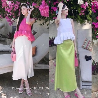 Hàng loại 1 _ Set áo sát nách peplum sát nách + chân váy lụa suông