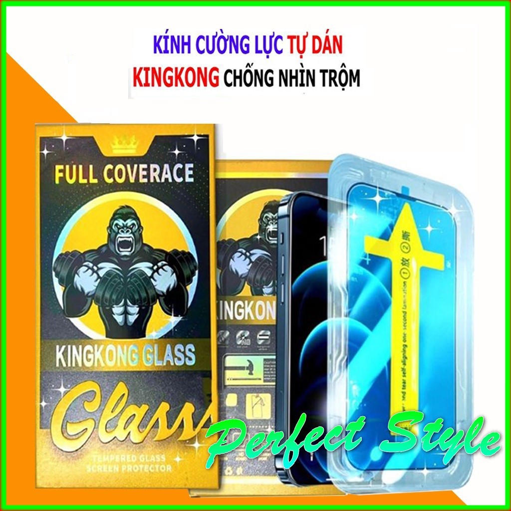 Kính cường lực iphone tự dán KINGKONG GLASS chống nhìn trộm IP 7P 8 plus x xs xr xsm 11 12 13 14 15 pro max Dán ChốngBụi