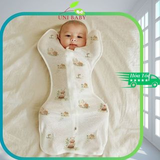Nhộng chũn vải lưới thông hơi và vải cotton mềm mại, quấn bé ngủ ngon, giảm giật mình shop Uni Baby