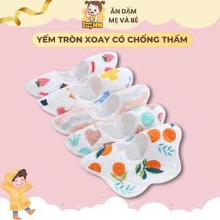 Yếm tròn  chống thấm dành cho bé chất liệu cotton mềm mịn  màu sắc đáng yêu
