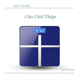 Cân Điện Tử Chữ Thập Màn Hình Led Mặt Kính Cường Lực Theo Dõi Sức Khỏe Gia Đình (TVQ Store)