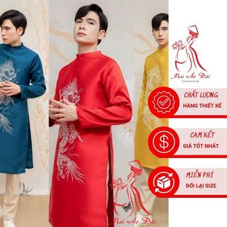 Áo dài cách tân Nam họa tiết Thêu rồng cao cấp {50-105kg} - Mai áo dài