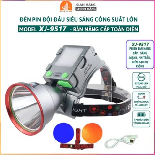 Đèn pin đội đầu siêu sáng CORISU XJ-9517 kiêm sạc dự phòng, chiếu xa 10000m, pin 8-10h tặng kèm 2 chóa và dây đeo đầu