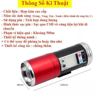 Đèn soi phao 4 bóng 3 chế độ sáng cao cấp, đèn soi đêm câu cá