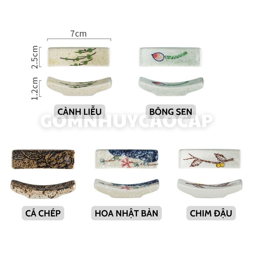 Gác đũa sứ men mịn cao cấp họa tiết tiểu cổ Nhật Bản, sứ dày dặn, chịu nhiệt, dễ tẩy rửa
