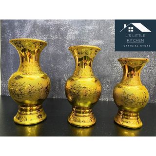 Bình bông kim sa đặt bàn thờ, bình bầu kim sa bằng sứ cao cấp, bình hoa bàn thờ