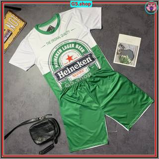 Bộ thun lạnh BIA HEINEKEN mặc nhà đi chơi thoáng mát cổ tròn form rộng thoải mái thoáng mát - g5.shop