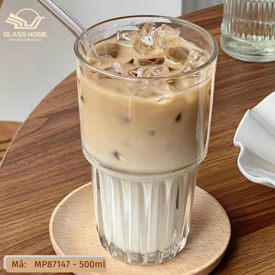 [Combo Giá Rẻ] 06 ly khía lớn 450ml, Cốc thủy tinh 450ml chịu nhiệt uống sinh tố , ly uống trà đào, 