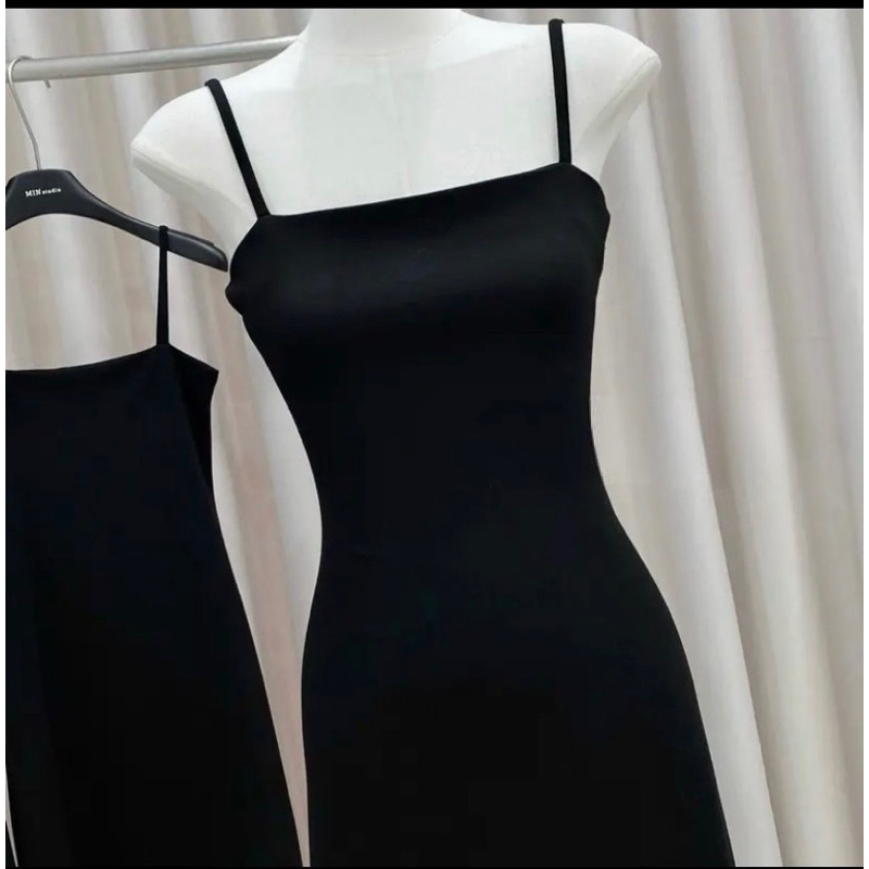 Dầm Body Dáng Ôm Dài MiDi 2 Dây Thun Lạnh Dày Dặn Co Giãn, Tôn Dáng, Váy Body Dáng Dài 2 Dây Ôm Eo M
