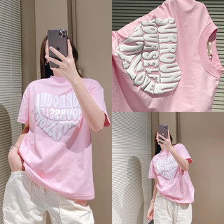 Áo Thun Hồng In Hình Tim Dễ Thương (Hình Thật) Áo Thun Cotton Co Giãn Chất Đẹp Form Vừa Loại
