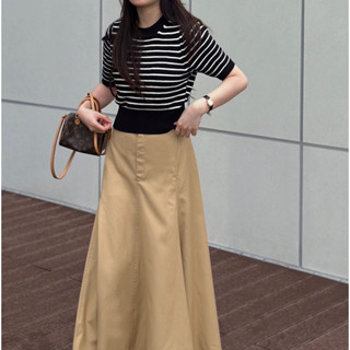 [HÀNG CÓ SẴN] Chân váy kaki be dáng dài French Skirt 5 size S-XXL