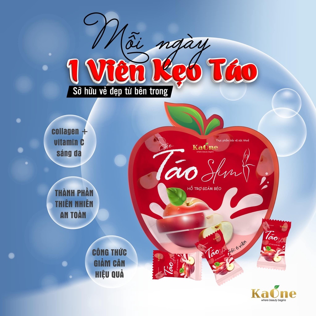 Kẹo Táo giảm cân Kaone Slim giảm mỡ bụng an toàn detox nhanh cấp tốc không phải thuốc giảm cân