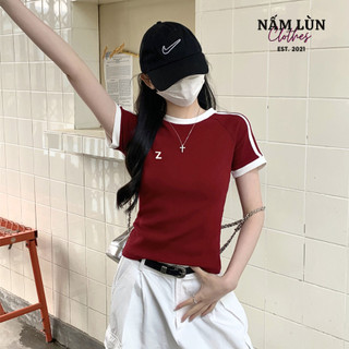 Áo thun nữ Nấm Lùn CLothes Áo baby tee Áo phông nữ Áo y2k Áo ôm body Áo ngắn tay Áo thun raglan thêu chữ Z  A066